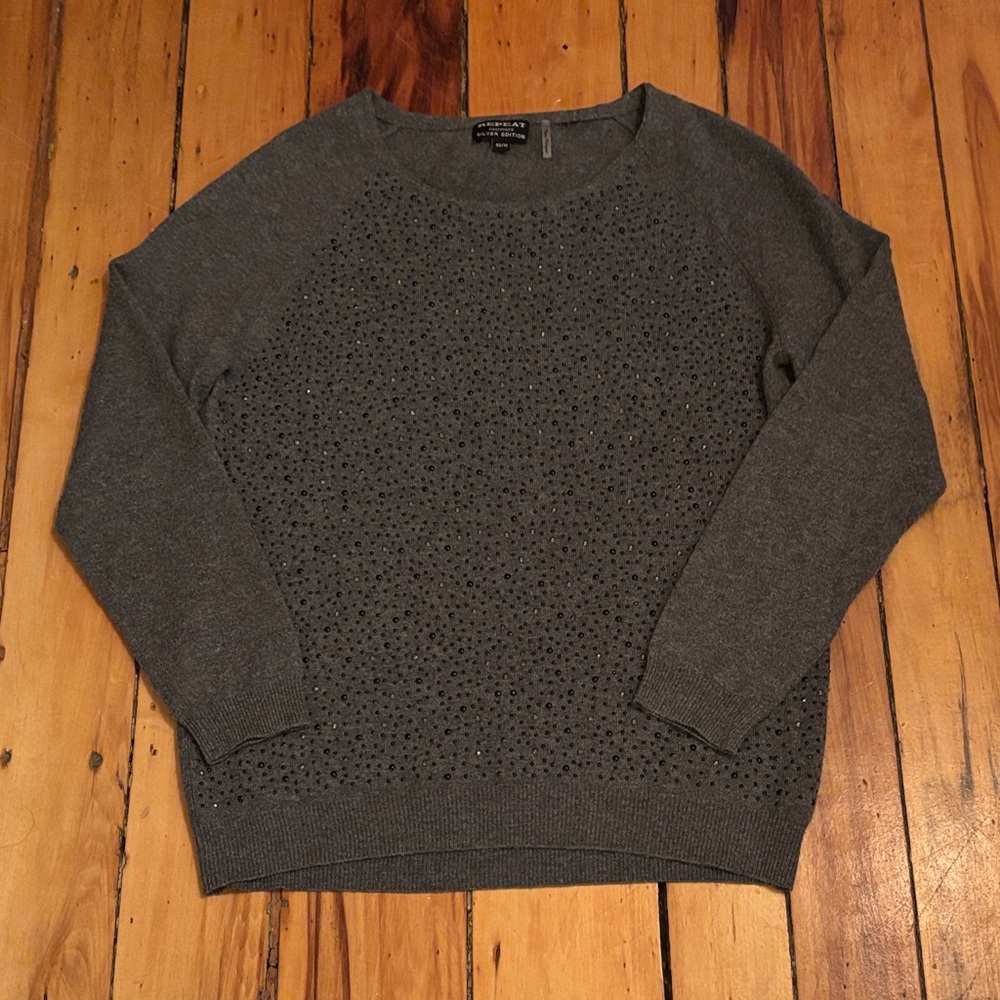 Charcoal Cashmere Embellished Women's Sweater